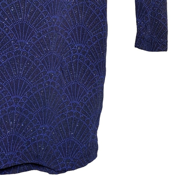 Divided Black Blue Long Sleeve Sparkle Fan Print Open Back Mini Dress 12 - Picture 7 of 14